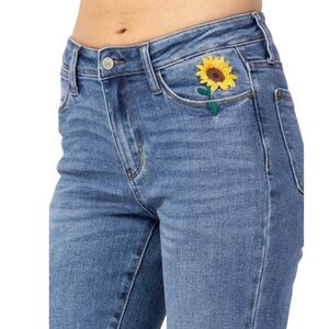 Judy Blue Sunflower Embroidered Relaxed Fit Jean